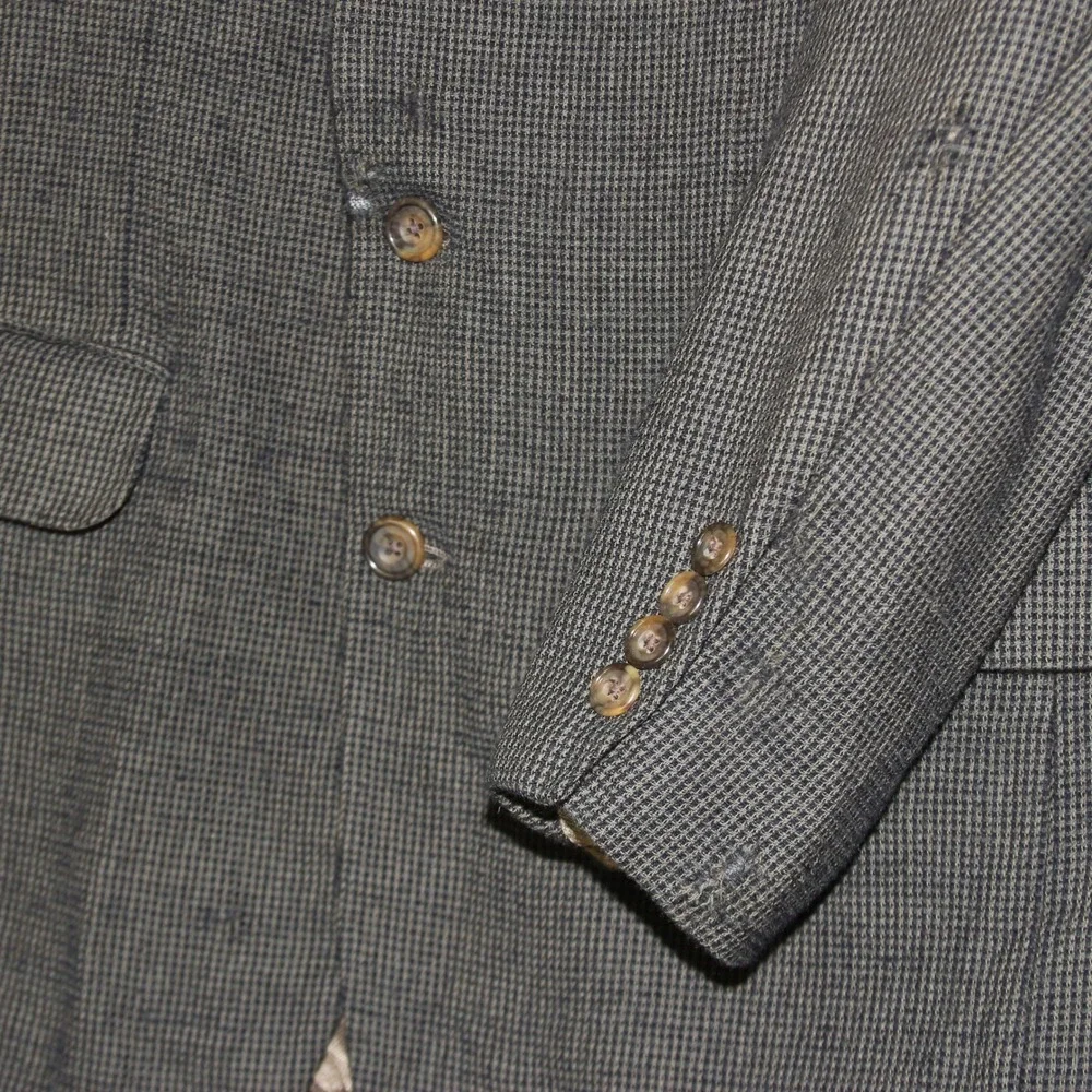 Oscar de la Renta Men's 40L 100% Wool Houndstooth Blazer Jacket Made in Colombia